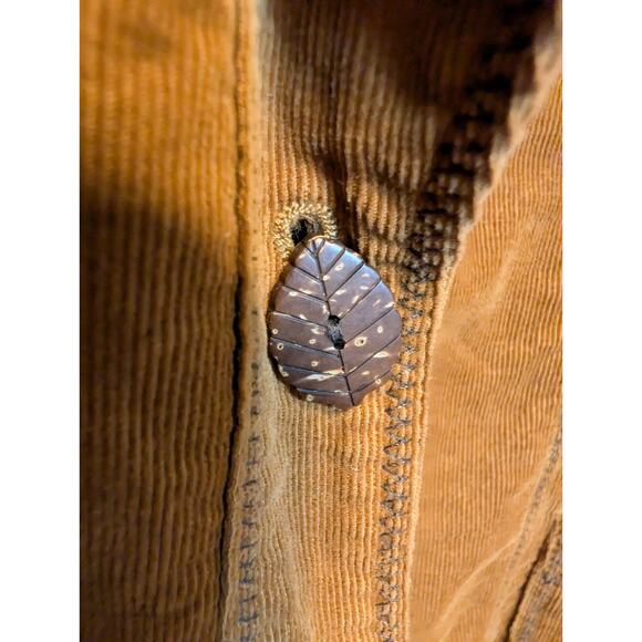 Retro Earthcore Corduroy Stitching Pockets Blazer Leaf Button Jacket Size 16 (M) - Picture 4 of 10